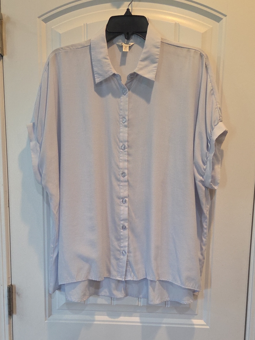 Light Blue Button-Up Flowy Blouse By Versona